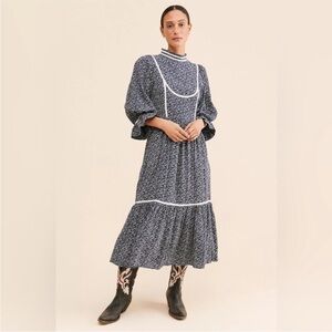 Anthropologie Prairie Cottagecore Meadows Amaryllis Floral Dress Organic Cotton